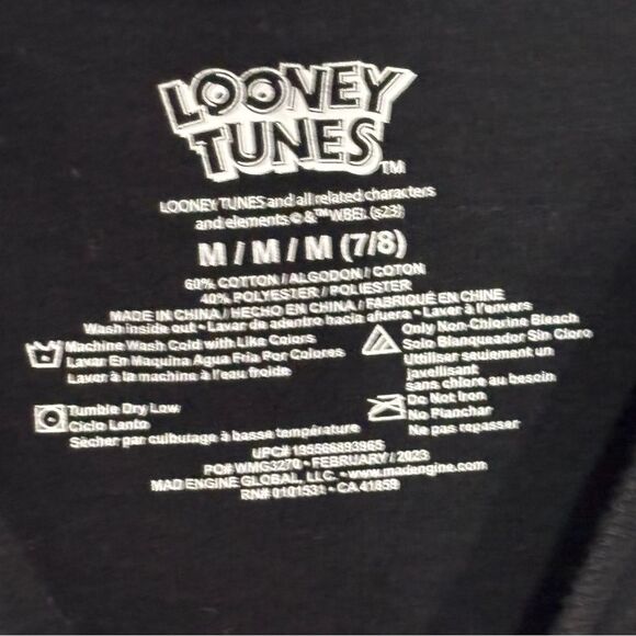 Warner Brothers | Girls Looney Tunes Black Graphic T-Shirt, Size M(7/8) - Picture 6 of 11